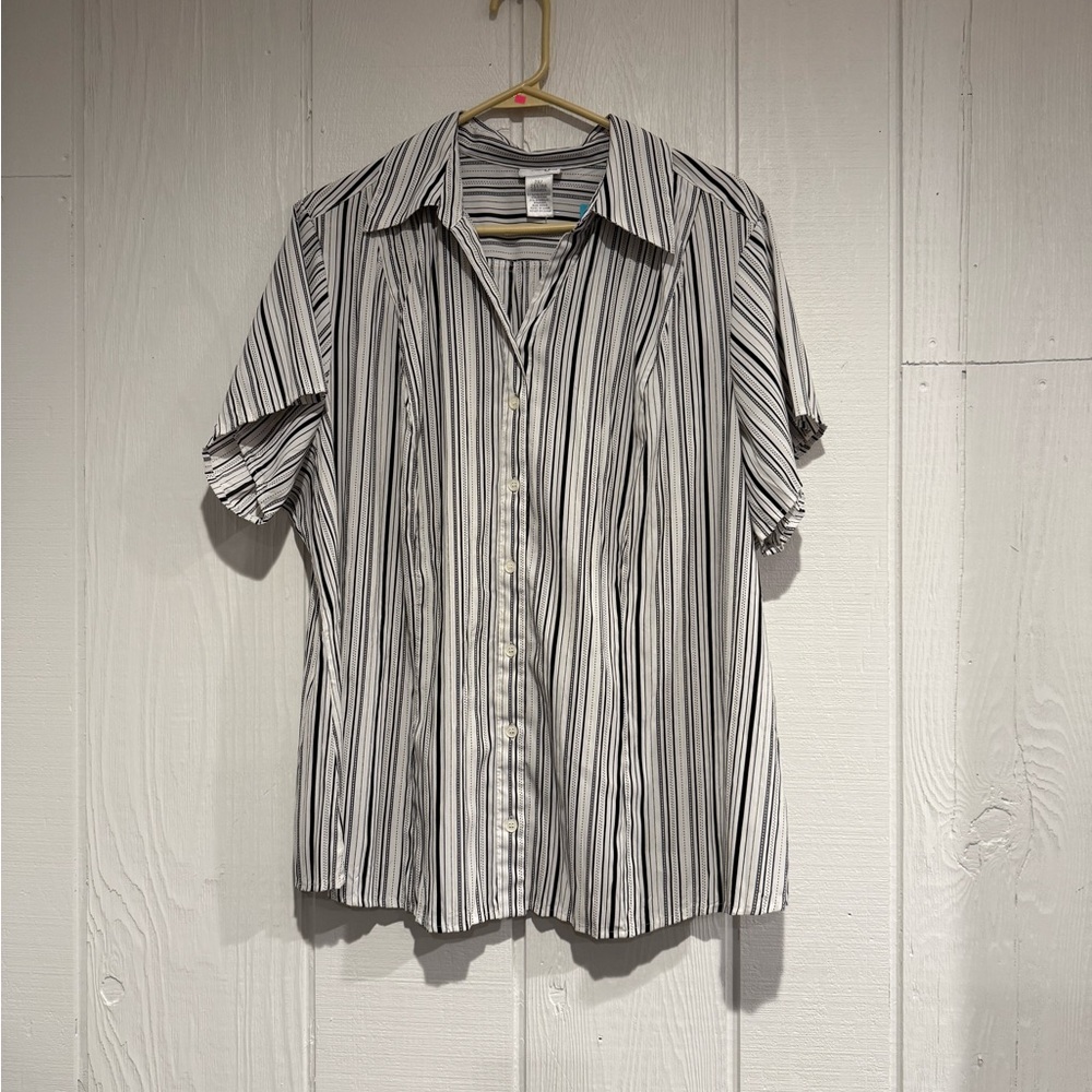 East 5th Black and White Striped Blouse